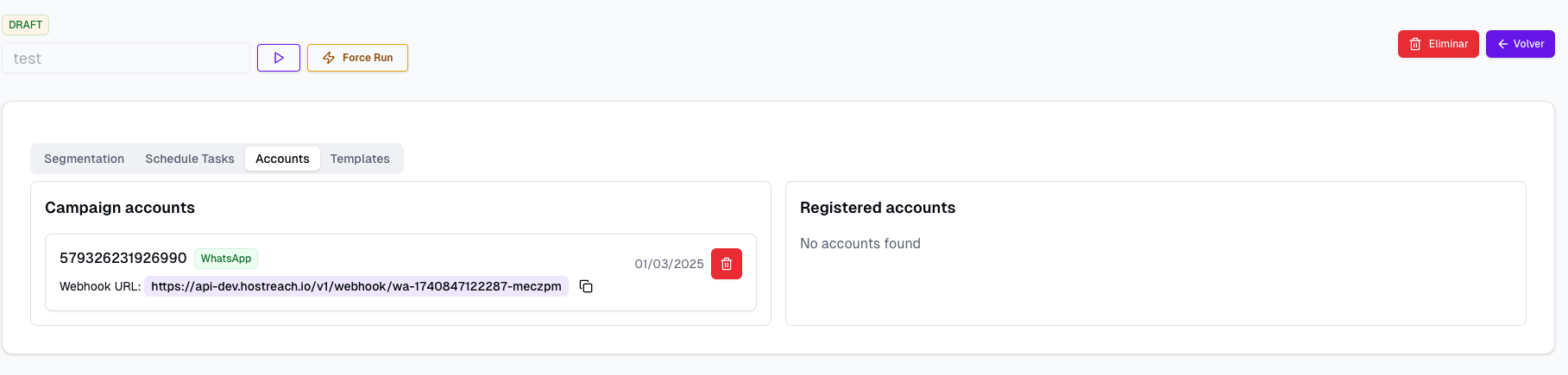 Configuración de cuentas de whatsapp